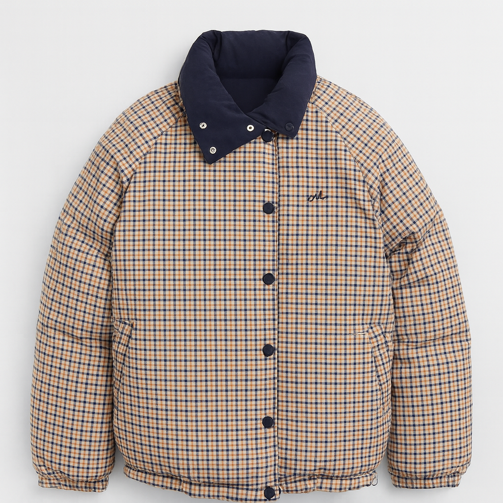 Reversible Check & Navy Puffer