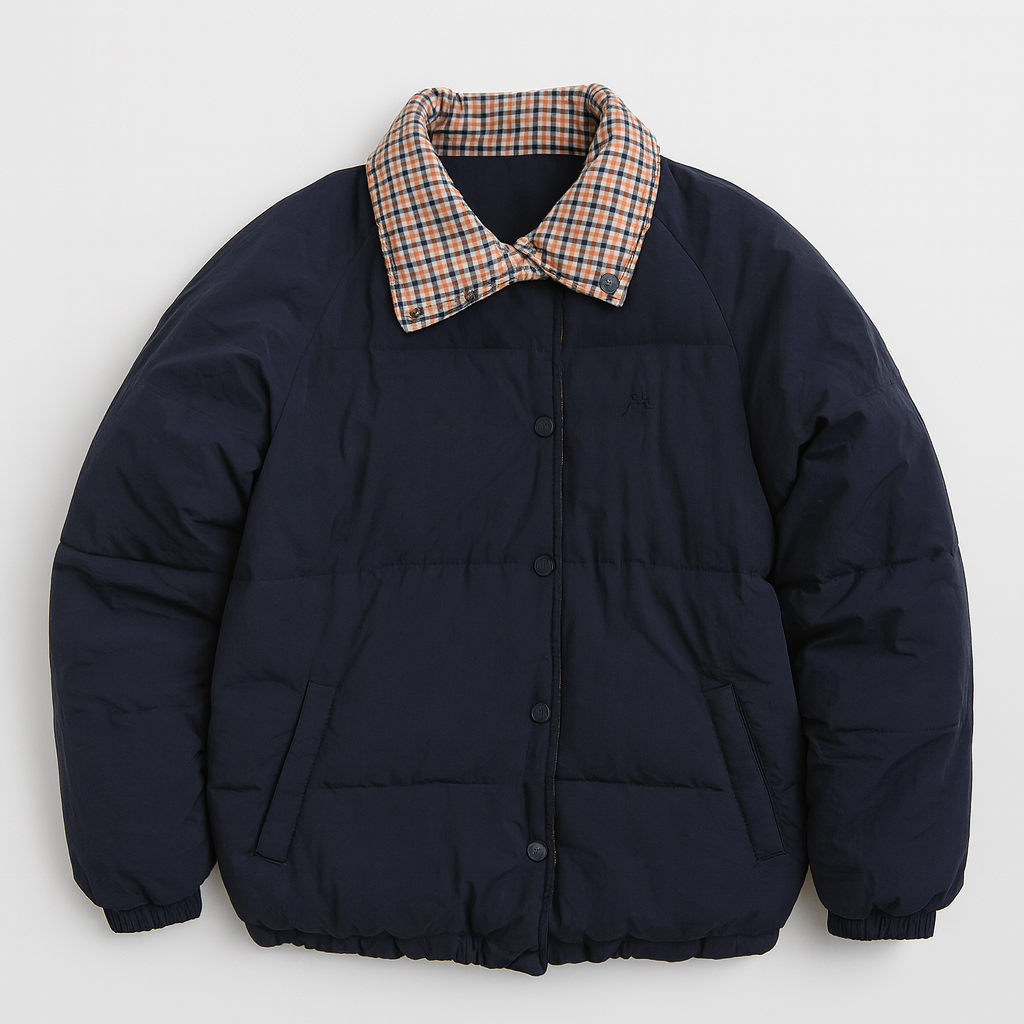 Reversible Check & Navy Puffer