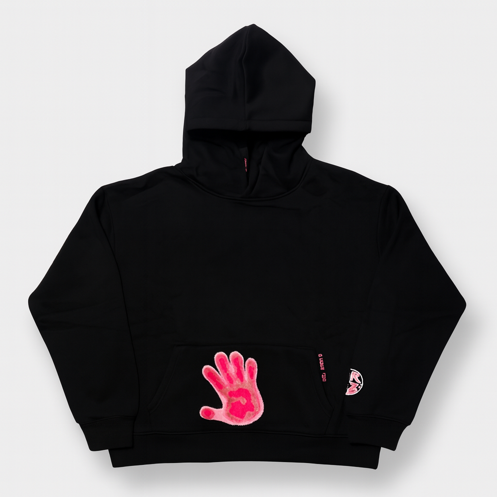 Thermal Handprint Hoodie – Black/Pink