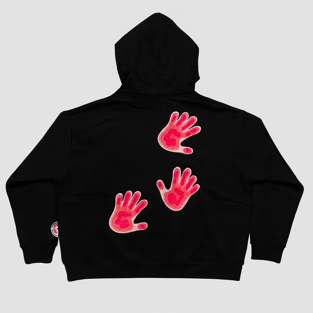 Thermal Handprint Hoodie – Black/Pink