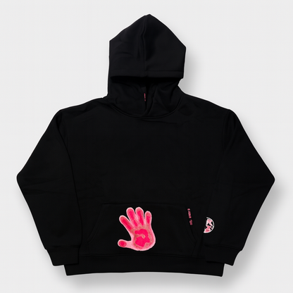 Thermal Handprint Hoodie – Black/Pink