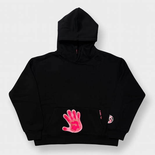Thermal Handprint Hoodie – Black/Pink