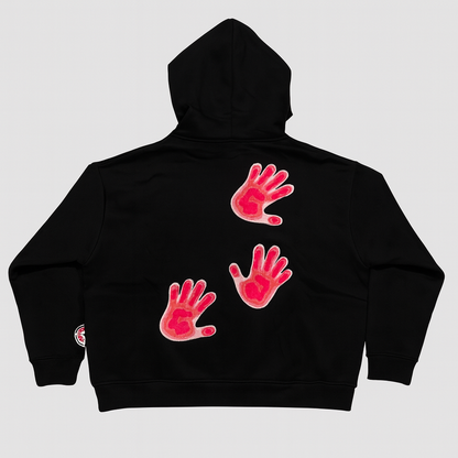 Thermal Handprint Hoodie – Black/Pink
